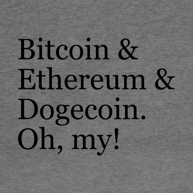 Bitcoin Ethereum and Dogecoin by bitclothes